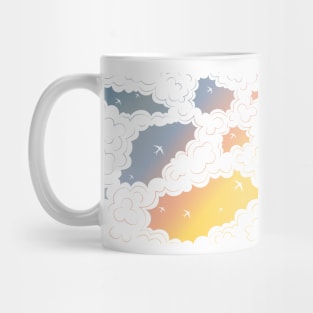 Swallows at sunset. Mug